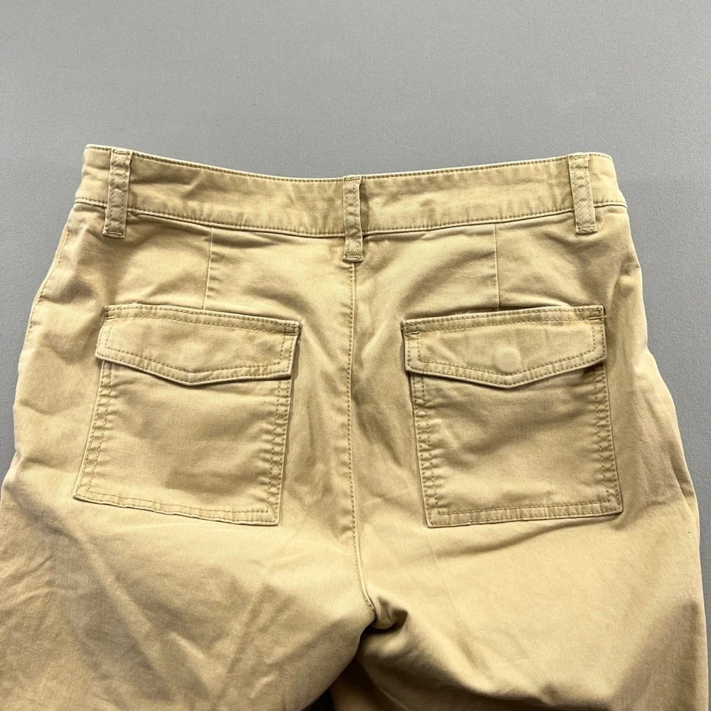 Loft Chino Pants Womens 4 Tan Cotton Stretch Resort Wear Straight Leg Frayed Hem
